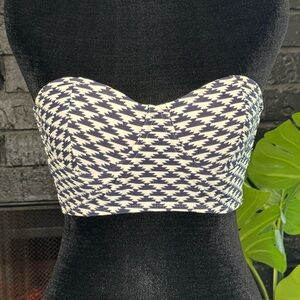 Xhilaration White and Blue Bustier Bikini Top